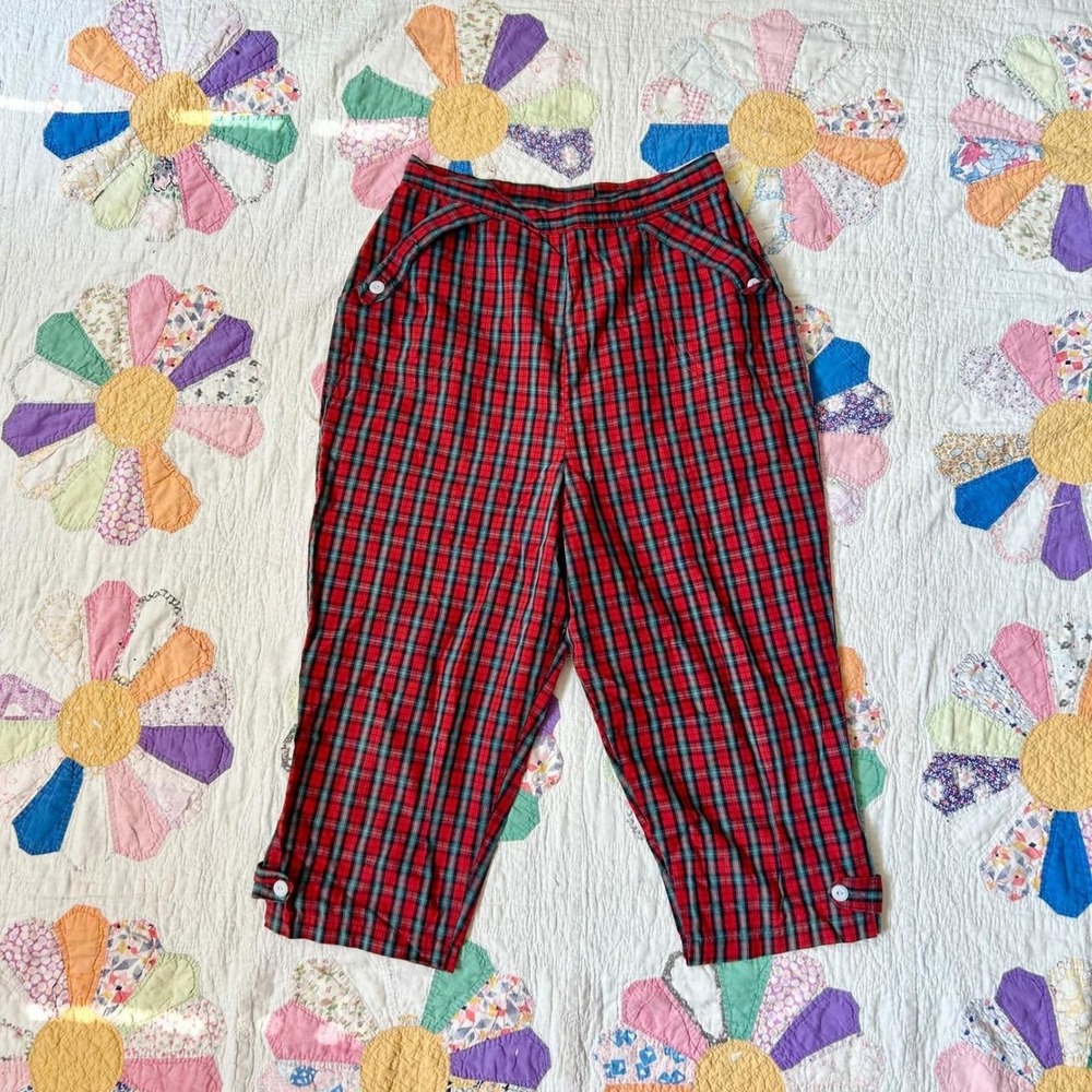 True vintage 1950s plaid high rise pistol pants